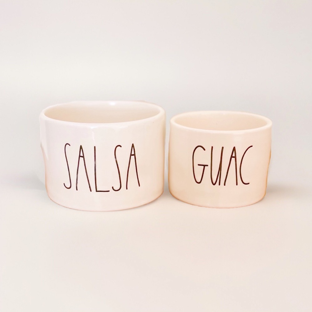 Rae Dunn Ceramic Guac and Salsa Bowl Serving Set Of 2 Bowls